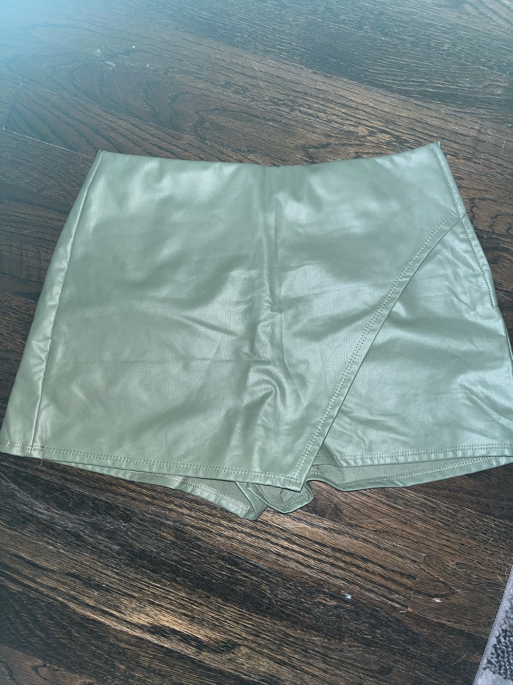 Altar'd State Olive Green Faux Leather Skort
